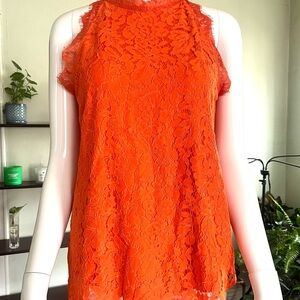 Halife Orange Lace Sleeveless Top Size Small